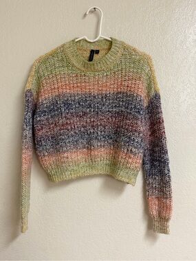 moon & madison Pastel Multi-Stripe Crewneck Sweater